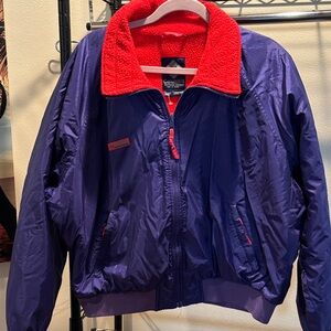 Vintage-RARE!  Columbia Purple Jacket with Red Fleece Collar like new